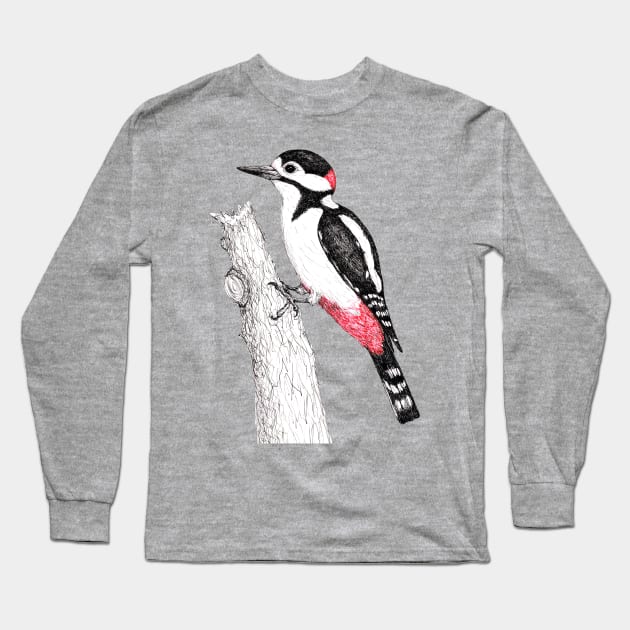 Great spotted woodpecker Long Sleeve T-Shirt by Bwiselizzy